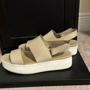 Vince Neutral Taupe Platform Slingback Sandals